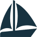 A blue sailboat is shown on the black background.