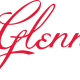 A red and white logo for glenn insurance.